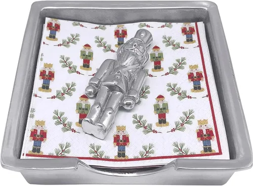 MARIPOSA NUTCRACKER SIGNATURE SERVILLETA SET | PLATA | BRILLANTE | REGALOS | CAJA DE SERVILLETA Y JUEGO DE PESAS | ALUMINIO DE SANDCAST RECICLADO |