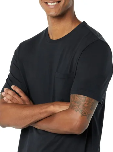 Miniatura 6 de Tienda Essentials Camisetas para hombre, ajuste regular, manga corta, bolsillo con cuello redondo, paquete de 2