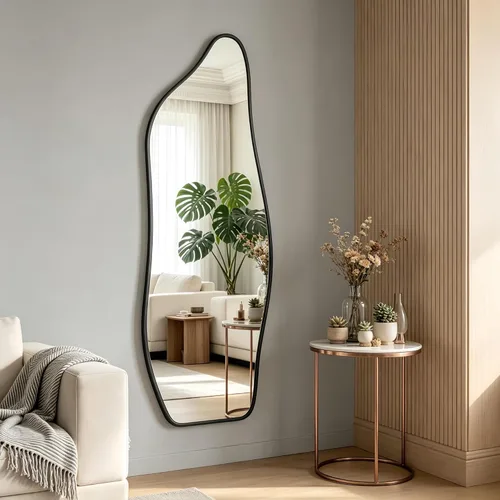 Miniatura 7 de Dolphin Shape Full Length Door Mirror 16"x48", Metal Frame with Protective Film, No-Drilling Hanging or Wall Mount, Hooks & Hardware Included, Full