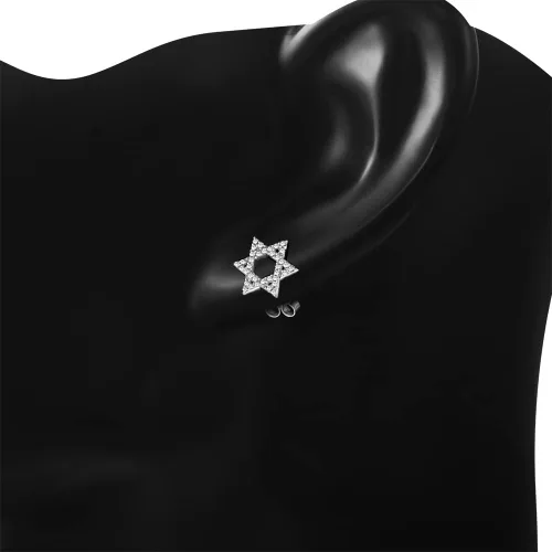 Miniatura 4 de Pendientes de plata de ley 925 con diseño de estrella judía de David