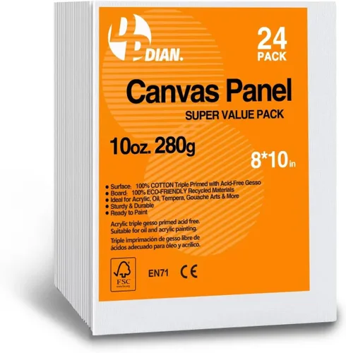 Miniatura 9 de Paquete de 40 tableros de lienzo para pintar, paquete de 8 x 10 pulgadas, paneles de lienzo para pintura al óleo y acrílica