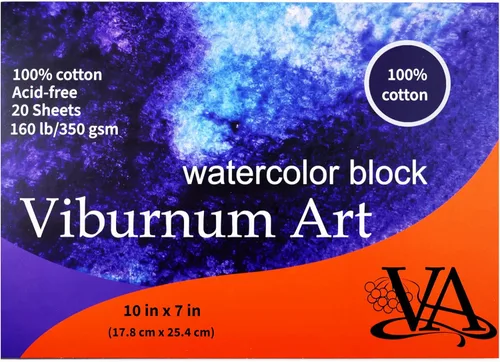 Viburnum Art Bloc de papel de acuarela de algodón, 160 libras/12.35 oz/m², prensa en frío, bloque de acuarela, papel de artista para adultos y