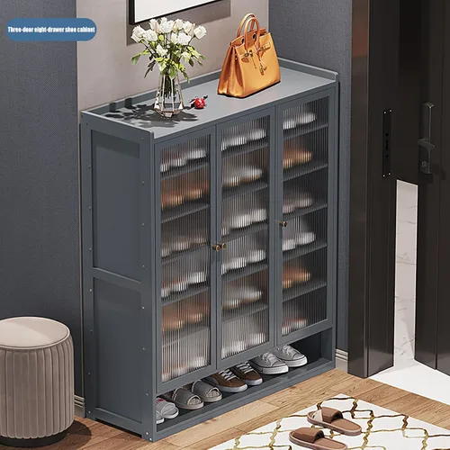 Miniatura 2 de Armario de zapatos con puertas, gabinete de almacenamiento de zapatos moderno de 7 niveles para entrada, armario organizador independiente con Azul