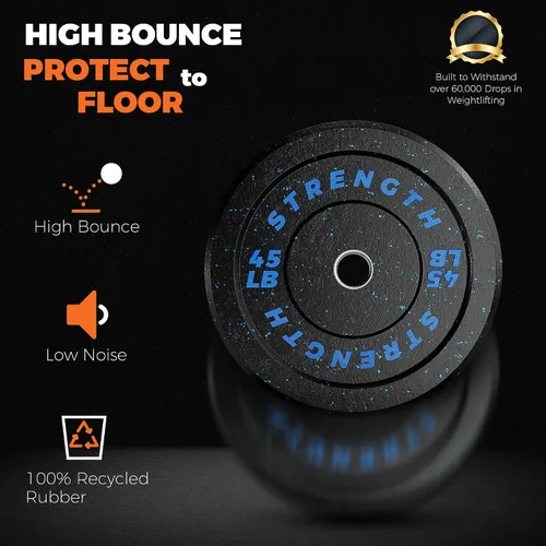 Miniatura 7 de GIKPAL Juego de Discos Olímpicos de Parachoques, Discos de Peso de Goma de 2 Pulgadas para Gimnasio en Casa, Placas de Barra para Levantamiento de 2