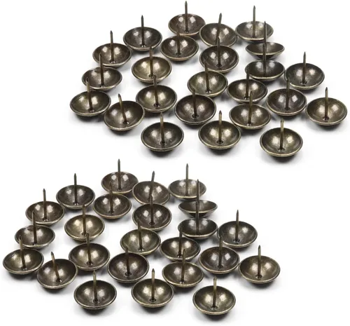 Miniatura 31 de MroMax 120 tachuelas de clavos para tapicería de 0.47 pulgadas de diámetro, hierro de estilo vintage, de metal, redondos, de 0.67 pulgadas de altura