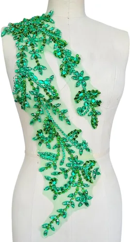 Miniatura 22 de PLune Diamantes de imitación acrílicos brillantes hechos a mano en apliques de encaje, cuentas de costura, parches para accesorios para vestido