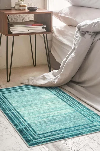 Miniatura 112 de Alfombra de pasillo moderna abstracta Lahome, alfombra lavable turquesa de 2 x 6 pulgadas para entrada, alfombra antideslizante de bajo pelo