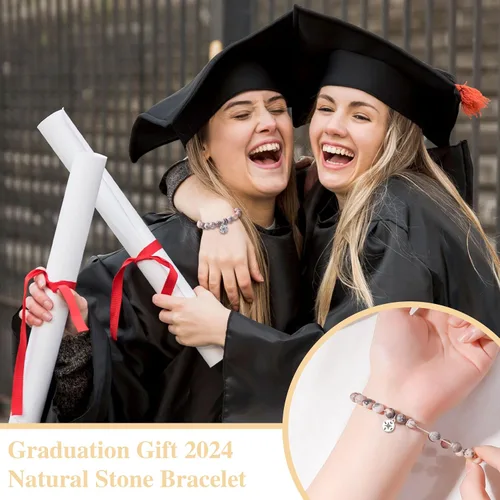 Miniatura 10 de 2024 Graduation Gifts for Her Him Natural Stone Bracelet Class of 2024 High School College Graduation Gift for Women Men