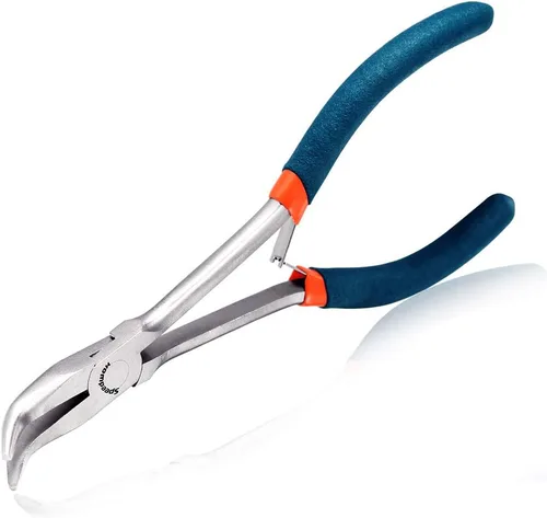 Miniatura 8 de SPEEDWOX Alicates de punta de aguja de largo alcance de 7 pulgadas con dientes, alicates de bucle de alambre de precisión extra largos para hacer