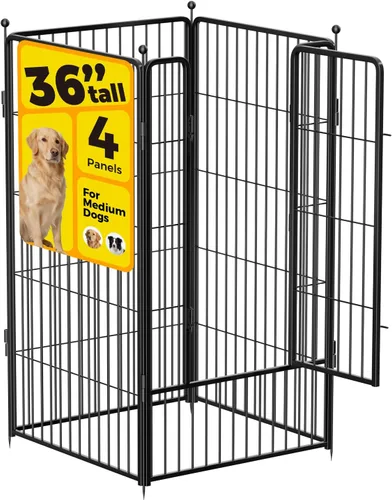 Miniatura 11 de Corralito para perros de 36 pulgadas, 8 paneles para uso en interiores y exteriores, valla de metal resistente para mascotas con estacas