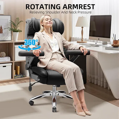 Miniatura 7 de Silla de oficina grande y alta, silla de computadora de escritorio para personas pesadas, silla ejecutiva de juegos de gran tamaño, silla de oficina