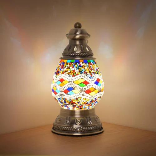 Miniatura 8 de Lámpara de mosaico turco recargable mejorada, hecha a mano, estilo marroquí, luz de campamento con batería de 1800 mAh, banco de energía USB