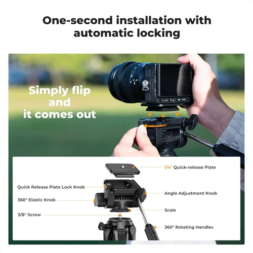Miniatura 5 de K&F CONCEPT Trípode para cámara, 75 pulgadas, ligero, portátil, para viajes al aire libre, trípodes DSLR para cámara, teléfono, grabación de video