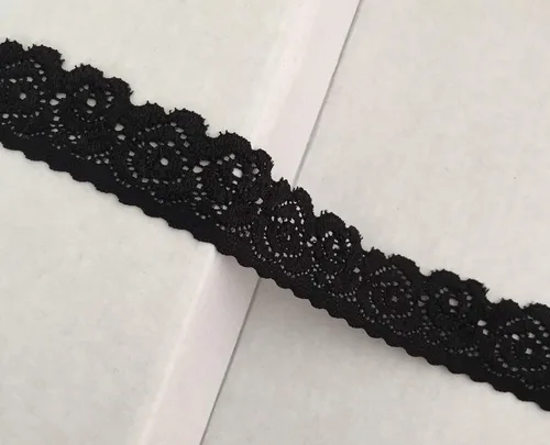 Miniatura 2 de Lace Realm - Cinta de encaje con patrón floral elástico negro de 1 pulgada de ancho para costura, envoltura de paquetes de regalo, diseño floral