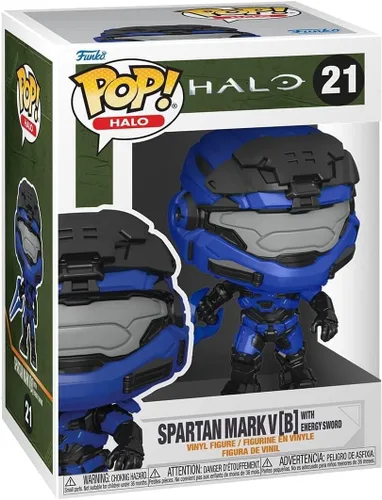 Miniatura 2 de Funko POP Games: Halo Infinite - Mark V [B] con espada de energía azul con persecución, multicolor, (59336)