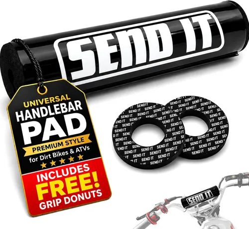 SEND IT Almohadilla de manillar con DONUTS GRATIS Handlebar para bicicleta de cross ATV Crossbar (Negro, Pit Bike)