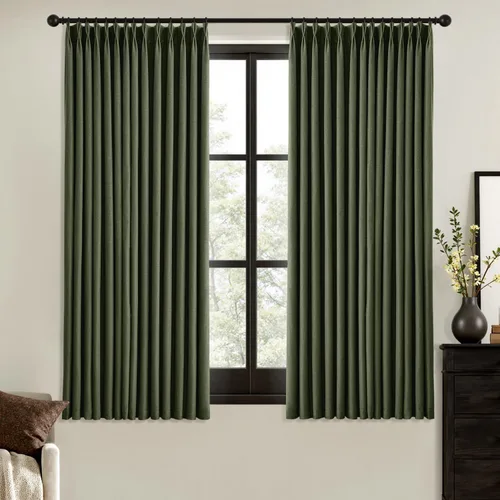 Miniatura 28 de MIULEE - Cortinas de lino beige con pliegues a presión 100% opacas para dormitorio, cortinas de ventana con memoria y bloqueo de luz para oscurecer