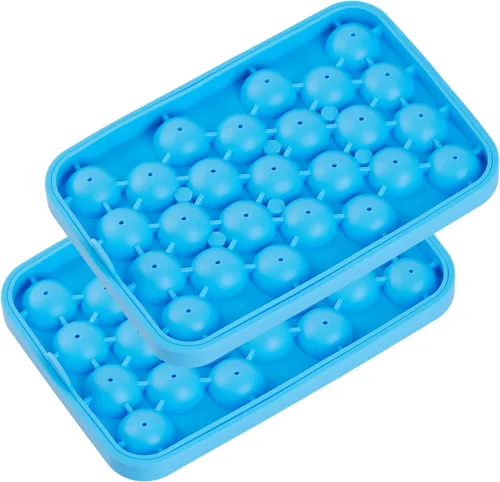 Bandeja redonda para cubitos de hielo, paquete de 2 unidades, silicona libre de BPA, flexible, de fácil liberación, 1.1 pulgadas x 50 moldes para