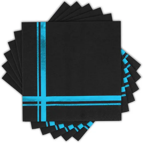 Miniatura 8 de Servilletas de cóctel doradas sobre negro, paquete de 100, 5 x 5 pulgadas, papel de 3 capas, nombre del estilo: Blissful Crossing