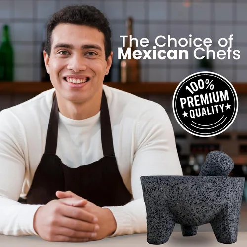 Miniatura 7 de La roca volcánica original Molcajete Mexicano Hecho a mano de auténtica roca de lava en México - Molcajete de Piedra volcanica - Molcajete Mortero
