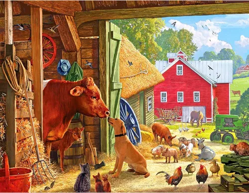 Miniatura 3 de White Mountain Puzzles Barnyard Buddies - Rompecabezas de 500 piezas