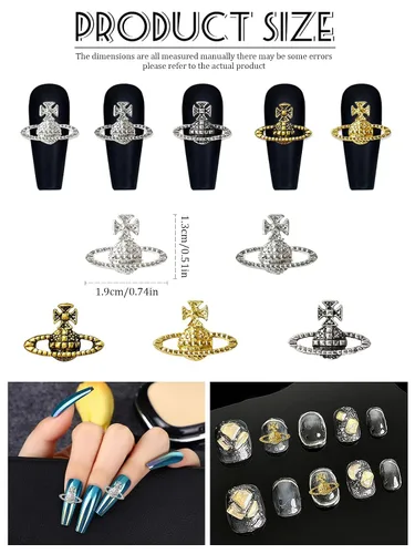 Miniatura 2 de CYHYII - Lazos 3D para arte de uñas, lazos coloridos mezclados con pajarita roja, verde, azul, diamantes de imitación para uñas, parte trasera