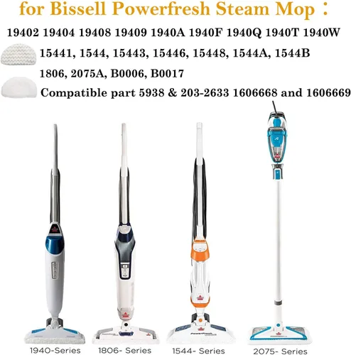 Miniatura 4 de Paquete de 10 almohadillas de repuesto para trapeador de vapor Bissell Powerfresh serie 1940 1440 1544 1806 2075, modelo 19402 19404 19408 19409