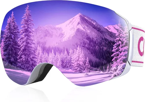 Miniatura 10 de COOLOO Snow/Ski Goggles, Snowboard Goggles for Men Women Youth -OTG, Magnetic Lens Frameless Anti Fog 100% UV Protection