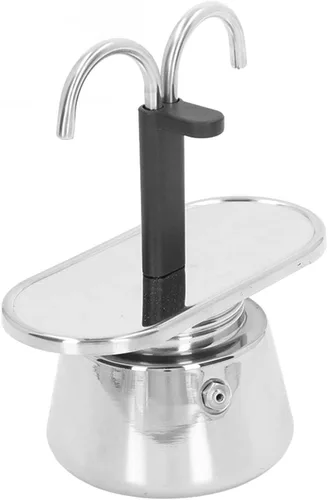 Miniatura 9 de Olla Moka de acero inoxidable, máquina de café expreso, olla moka de doble tubo de 3.4 fl oz, cafetera italiana y cubana con colador para café