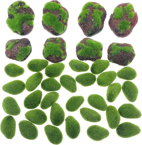 Miniatura 11 de Woohome 30 piezas de 3 tamaños de rocas artificiales de musgo decorativo, bolas de musgo verde, decoración de musgo falso para arreglos florales, 30
