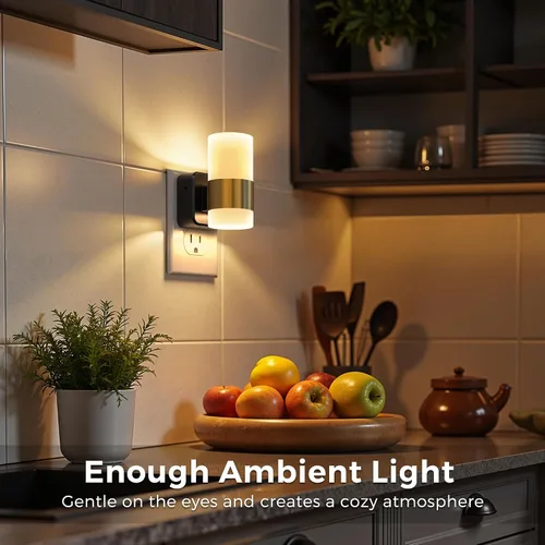 Miniatura 5 de L LOHAS LED Luz nocturna, luces nocturnas enchufables a la pared, sensor de atardecer a amanecer, blanco suave de 3000 K, brillo ajustable, luz