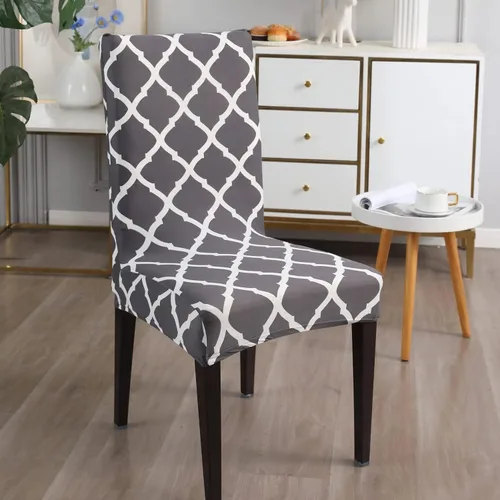 Miniatura 9 de Fundas elásticas para sillas de terciopelo gris de lujo, suaves, sin arrugas y duraderas, universales para sillas de comedor, banquetes y bodas.