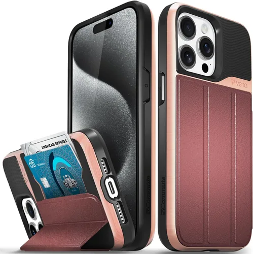Miniatura 53 de VENA vCommute Funda tipo cartera compatible con Apple iPhone 14 (15.5 cm), funda de cuero con tapa plegable, tarjetero con función de soporte