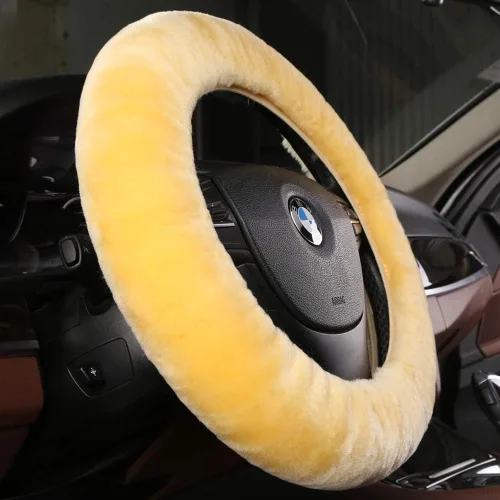 Miniatura 22 de OGLAND - Funda para volante de automóvil de lana de oveja esponjosa suave y esponjosa para vehículo automotriz universal, para mujer y hombre, 14