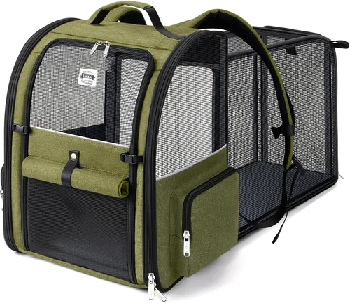Miniatura 10 de Mochila Grande Transportadora para Gatos Expandible Mochila Transportadora de Mascotas para Perros Pequeños Gatos Medianos Soporta Hasta 18 Libras
