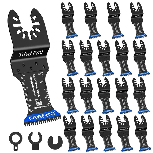 Miniatura 10 de 20 piezas de cuchillas oscilantes extra largas, cuchillas multiherramienta de borde curvo bi-metálico y dientes japoneses de corte preciso