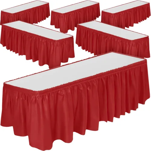 Miniatura 11 de DecorRack Paquete de 2 faldones de mesa, 29 pulgadas x 14 pies cada uno, sin BPA, desechables, reutilizables, falda rectangular para mantel