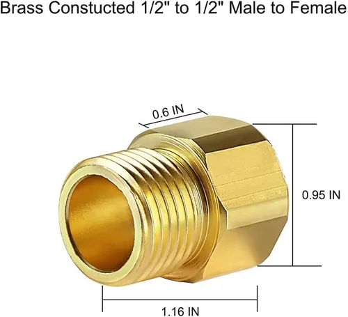 Miniatura 3 de Adaptador de grifo hembra NPT de 1/2 pulgada NPT macho a 1/2 pulgada NPT adaptador reductor de tubería de latón, se vende en pares