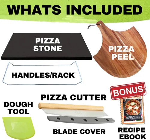 Miniatura 3 de Piedra de cerámica antiadherente para pizza fácil de limpiar, piedras para pizza con asas, cáscara de pizza, cortador de pizza, herramienta de masa