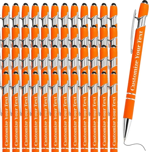 Miniatura 25 de Hasta 500 bolígrafos personalizados a granel con lápiz capacitivo, grabado, juego de bolígrafos con tu nombre, texto para mujeres de negocios