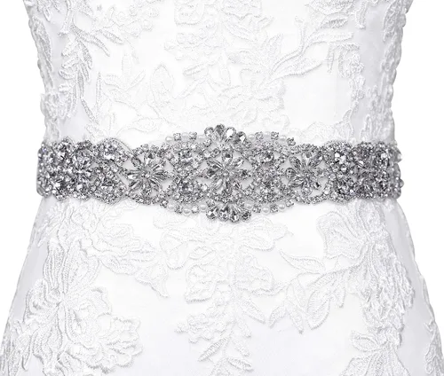 Miniatura 4 de Lovful Cinturón trenzado de cristal nupcial del marco del vestido de novia del Rhinestone