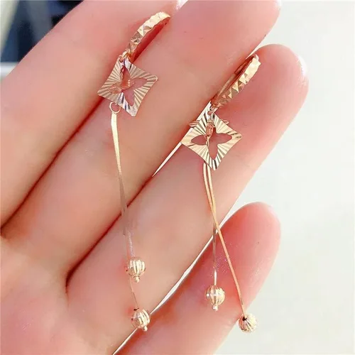 Miniatura 2 de SAGEKING 2024 New 14K Rose Gold Fashion Hollow Style Flower Soft Chain Tassel Earrings For Women585 Purple Gold Classic Charm Jewelry Fashion