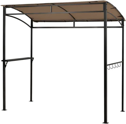 Tangkula - Cenador de parrilla de 7 pies, toldo para barbacoa de patio con estante de servicio y ganchos de almacenamiento, refugio curvo para Café