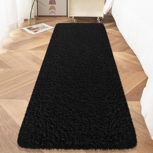 Miniatura 3 de Alfombras suaves para dormitorio, alfombra de pasillo de 2 x 6 pies, alfombra de felpa lanuda antideslizante para mesita de noche, sofá, sala