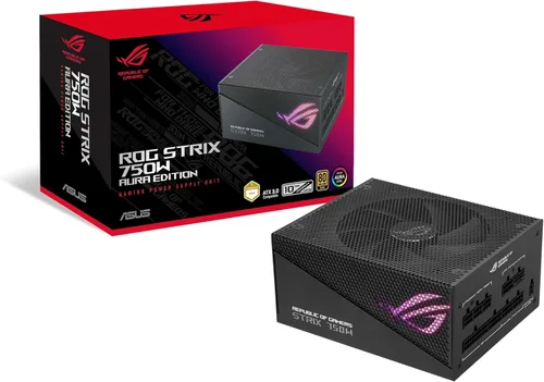 ASUS ROG Strix 750W Oro Edición Aura (Fuente de alimentación totalmente modular, Certificado 80+ Oro, ATX 3.0, Certificación Cybenetics Lambda A++,