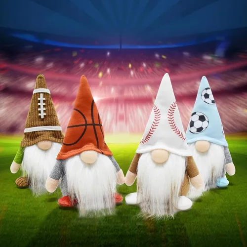Miniatura 5 de Pequeños gnomos de béisbol, adornos de peluche, lindos gnomos suecos Tomte Nisse enano, muñeca de gnomo enano para fanáticos de los juegos Gnomo