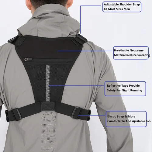 Miniatura 9 de Muserise - Bolso de pecho para exterior para hombres y mujeres, chaleco táctico para correr, ciclismo, paquete de pecho EDC para deportes y Negro