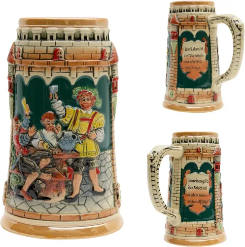 Miniatura 3 de Essence of Europe Gifts 0.6 litros OktoberfestHaus Beer Stein German Saying Das Leben Ist Ein Wurfelspiel Wir Wurfeln All Tage