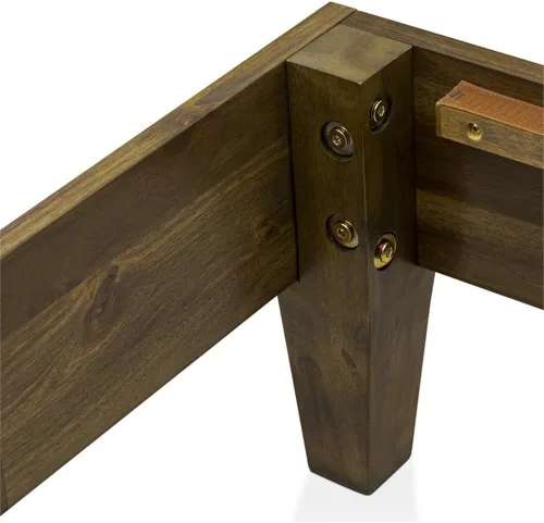 Miniatura 8 de East West Furniture NVP-22-F Marco de cama de tamaño matrimonial con 4 patas de madera dura y 2 patas centrales adicionales, acabado de nogal