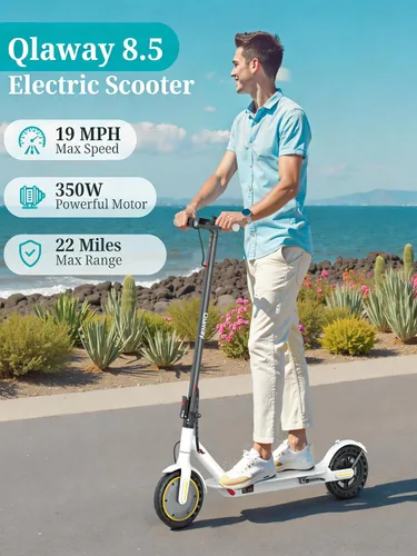Miniatura 2 de Qlaway Electric Scooter for Adults, 350W/500W Motor, 16-22 Miles Range, 8.5"/10" Solid Tires, Dual Braking & Suspension, Folding Portable Commuting
